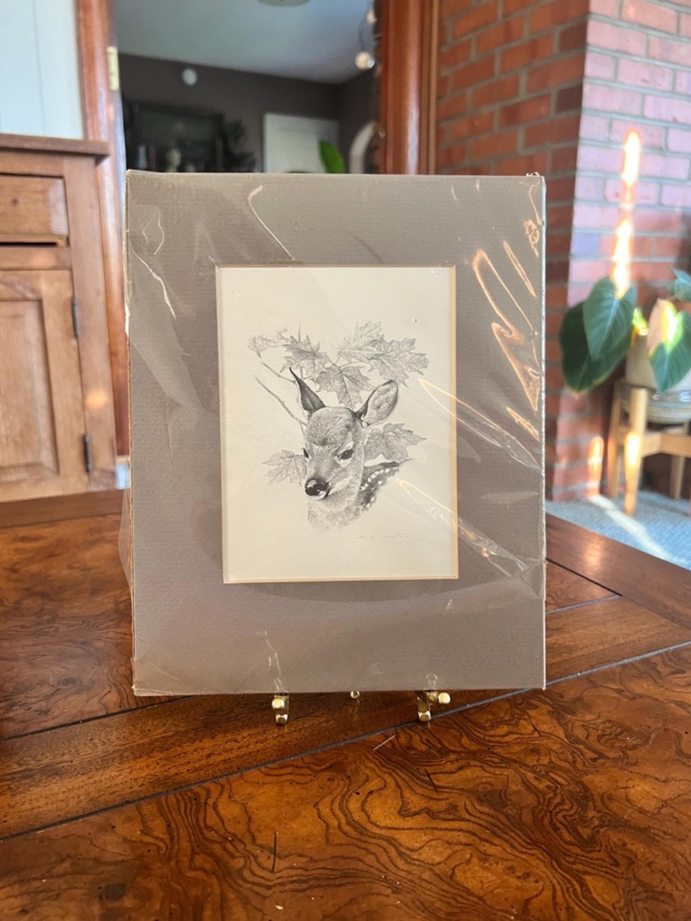 Neutral Gray Picture Frame with Deer Illustration